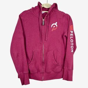 Peloton S Ultimate Fleece Zip Up Hoodie Sweatshirt Women's  pink logo